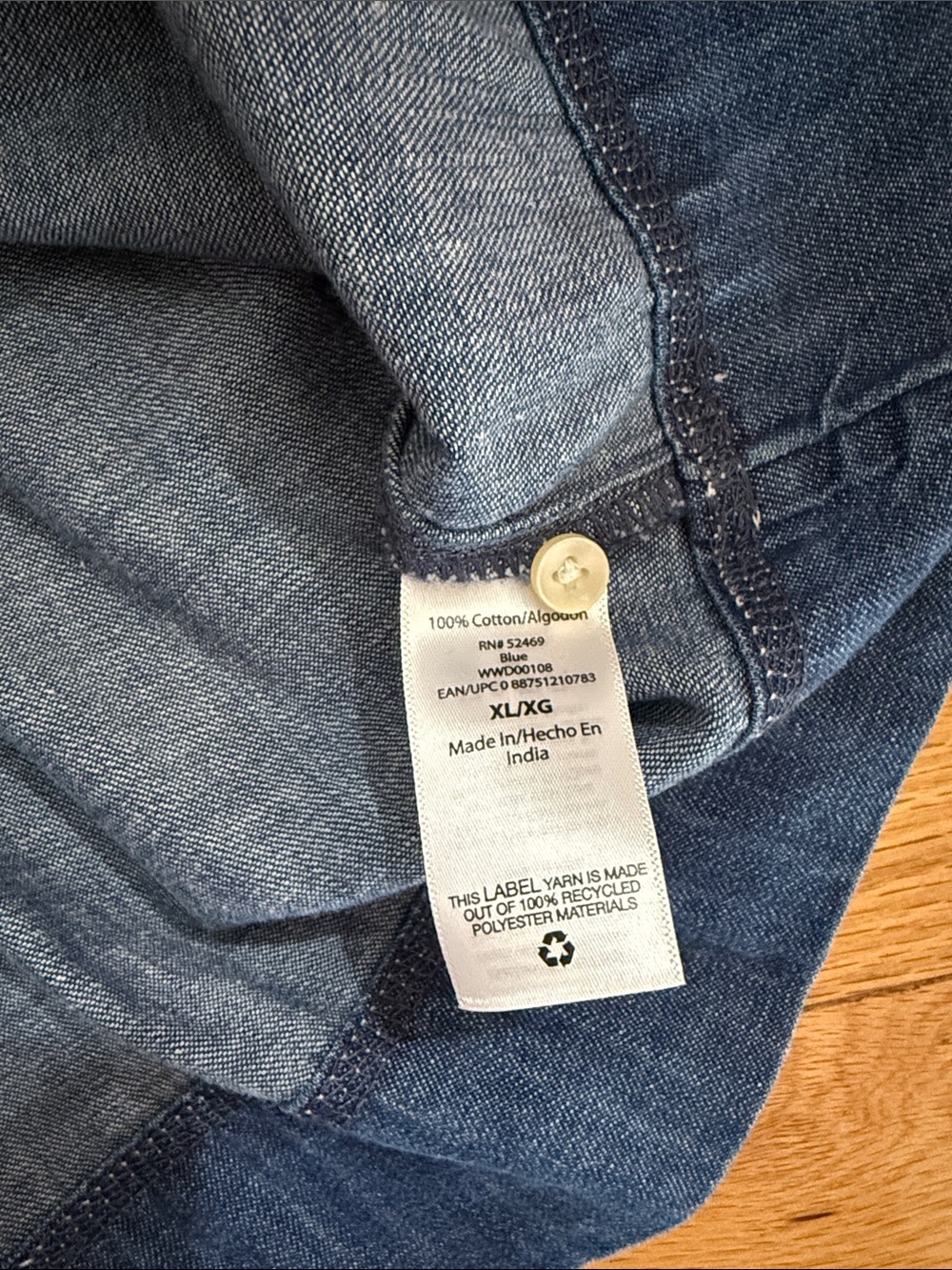 Free Assembly Denim Blue Short-Sleeve Tie-Waist Dress Button - Picture 5 of 6